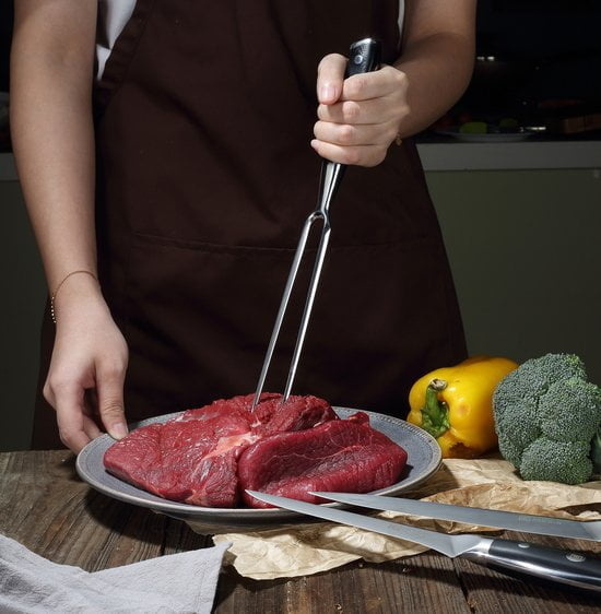 Paudin D9 Vleesmes en Vork 20 cm – Ultra Dark