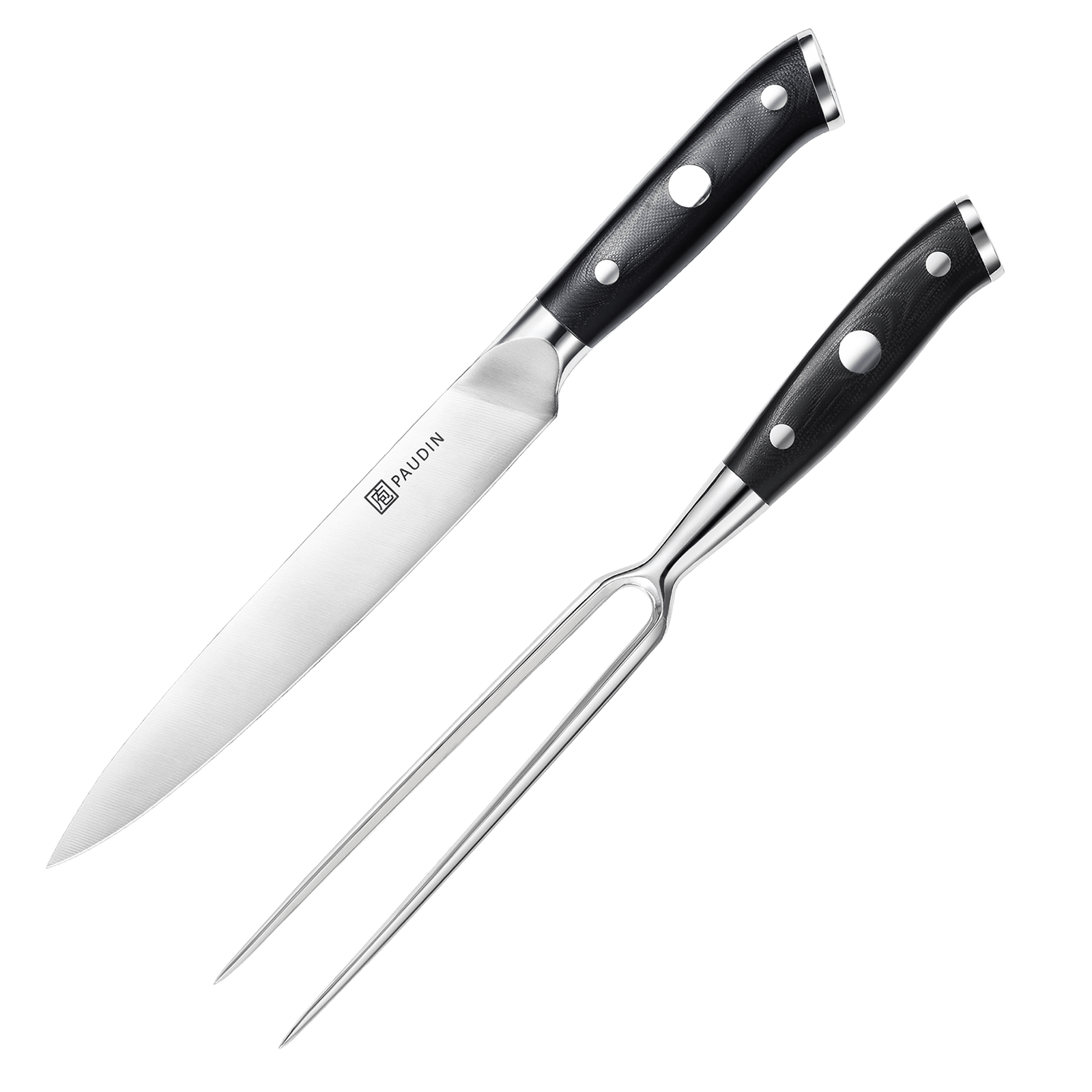 Paudin D9 Vleesmes en Vork 20 cm – Ultra Dark