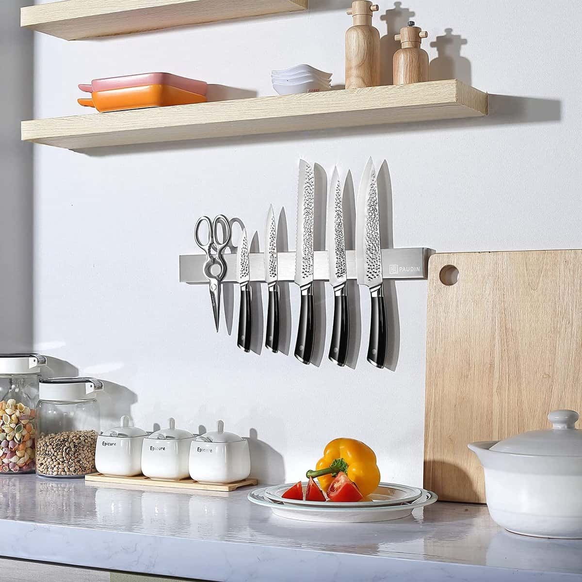 Paudin KB2 Magnetische Messenhouder 45 cm – Geborsteld RVS