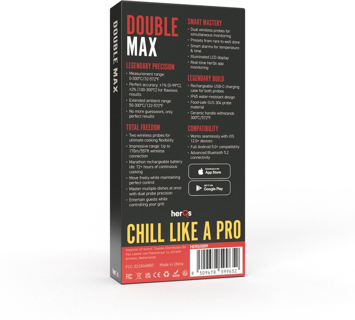 HerQs Double Max Draadloze BBQ Thermometer