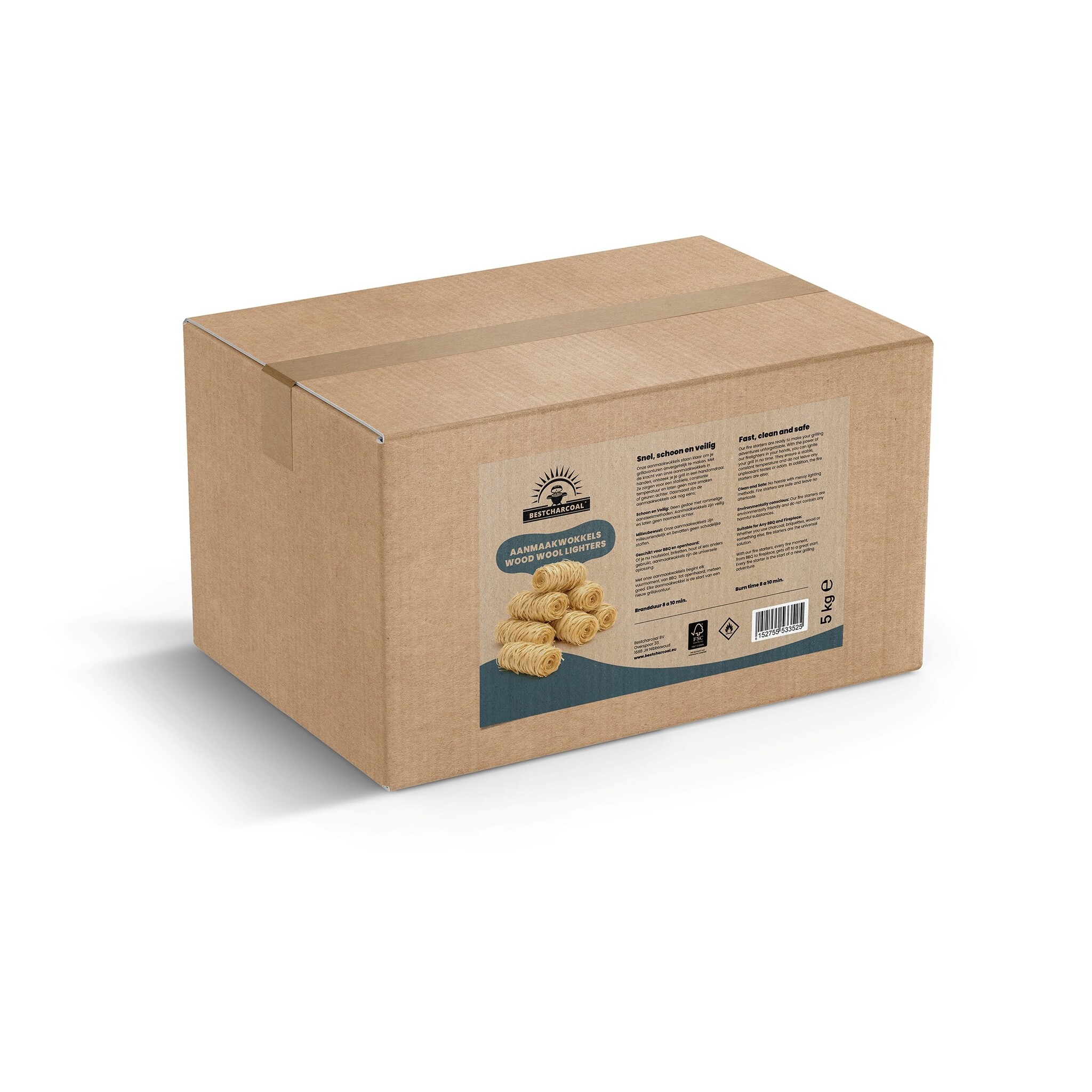 BestCharcoal Aanmaakwokkels 5kg - 100% FSC