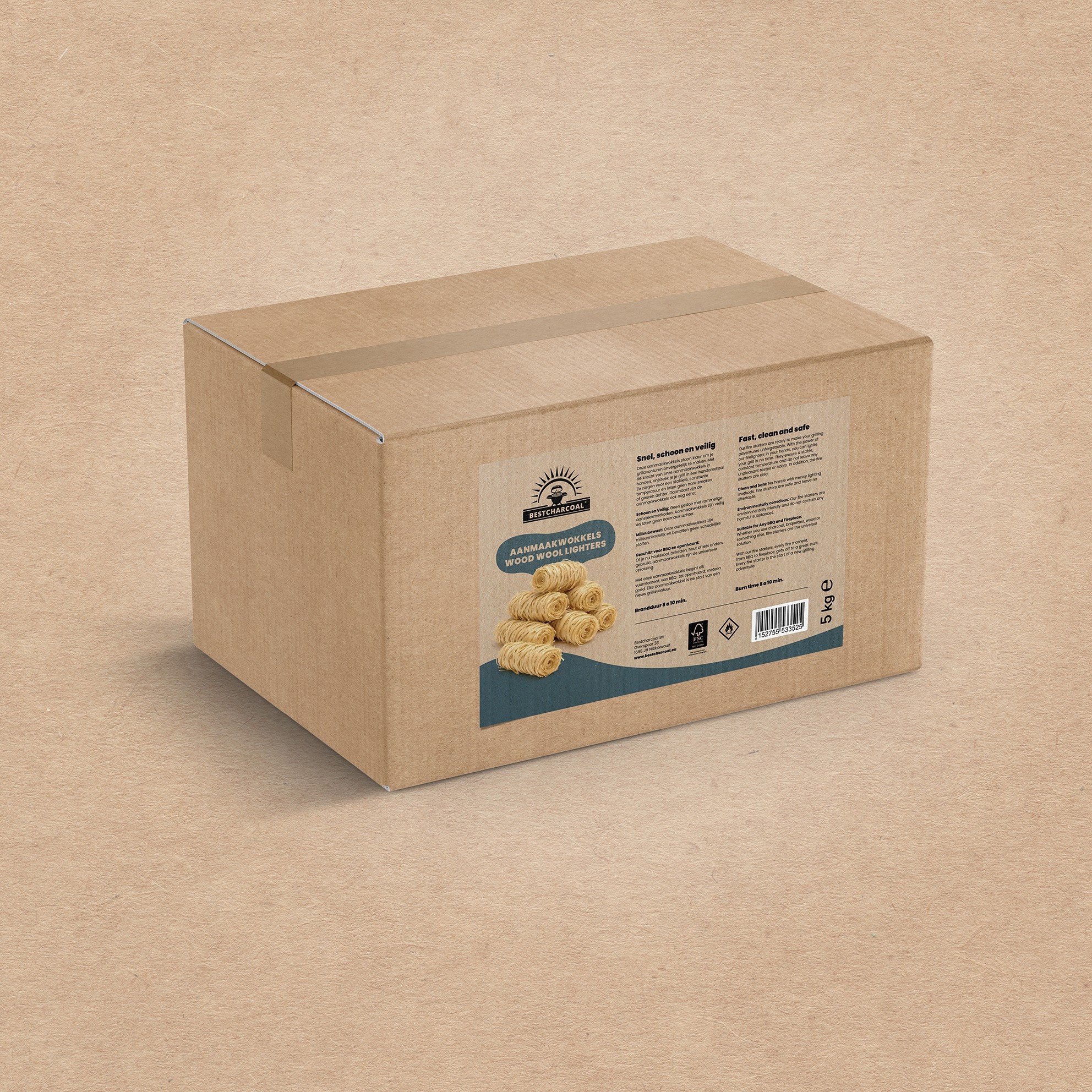 BestCharcoal Aanmaakwokkels 5kg - 100% FSC