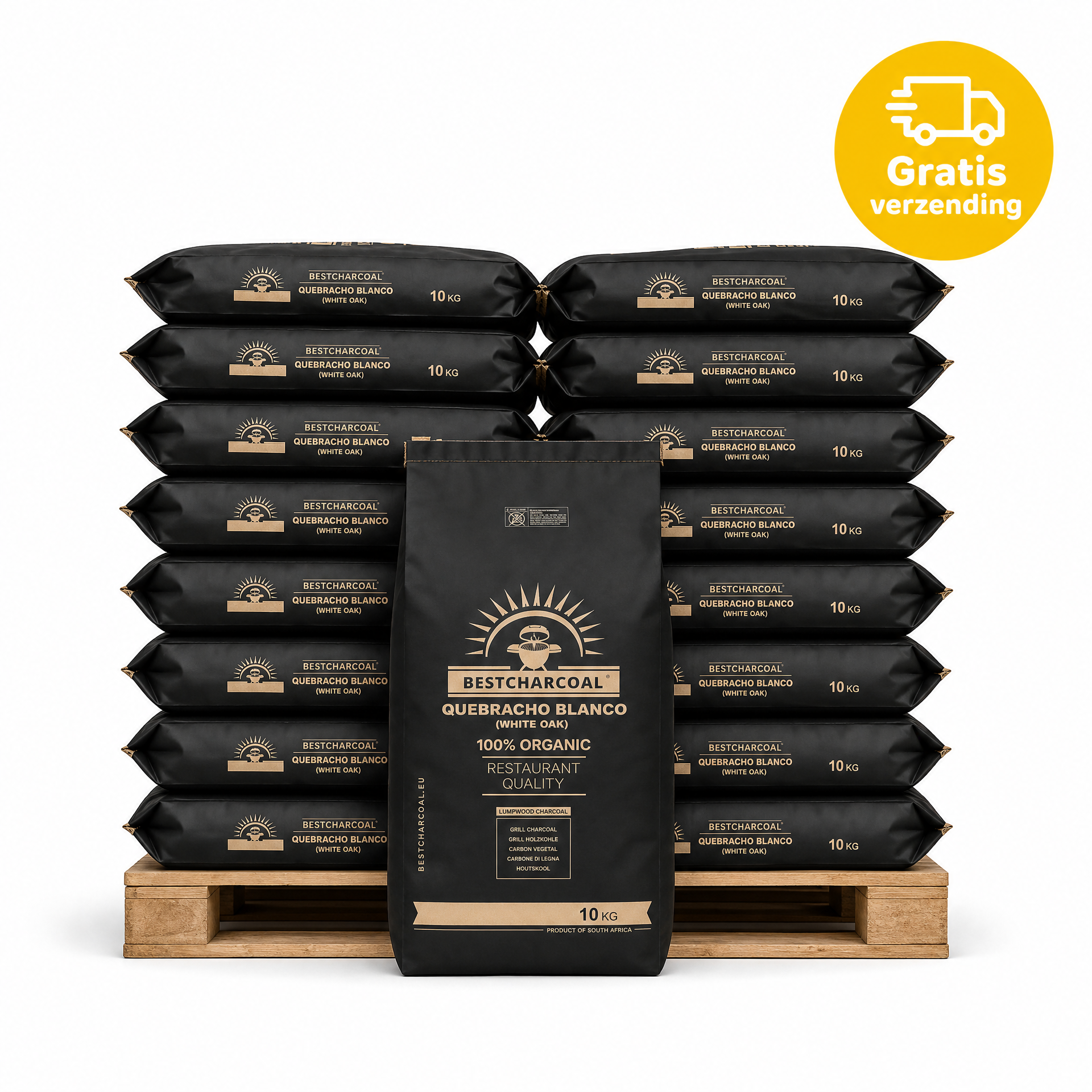 BestCharcoal Quebracho Blanco Houtskool 15 kg - 33 zakken