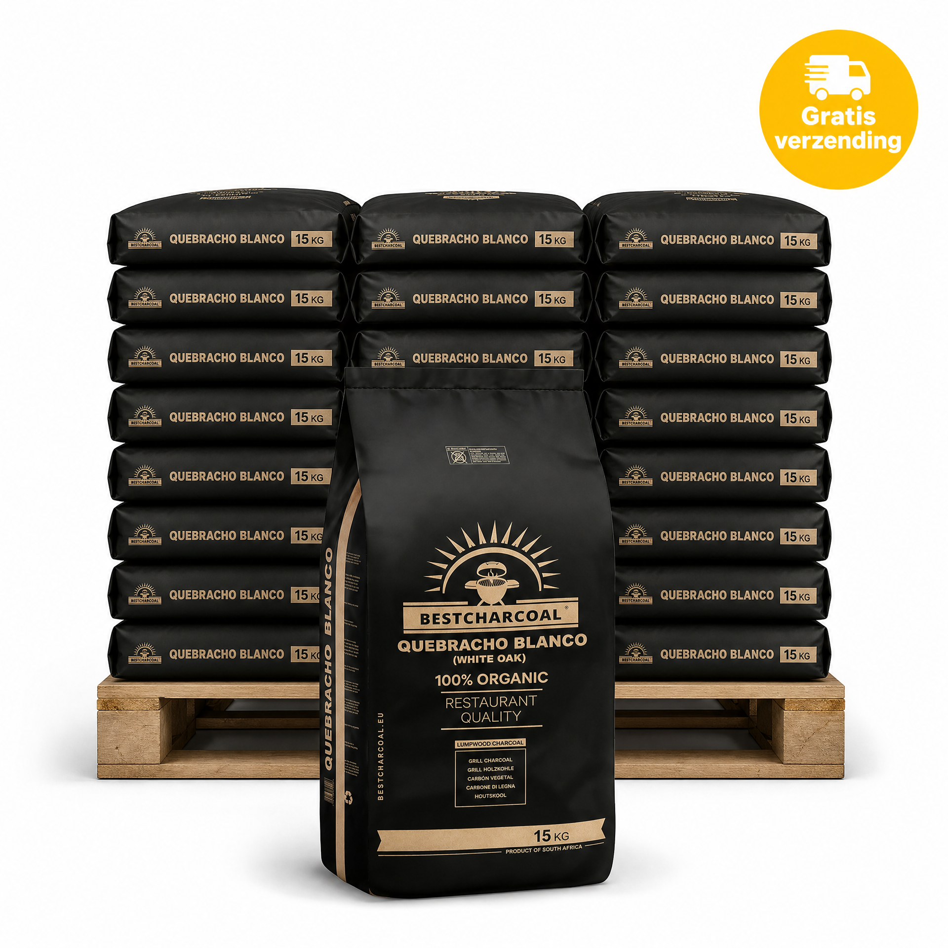 BestCharcoal Quebracho Blanco Houtskool 15 kg - 50 zakken