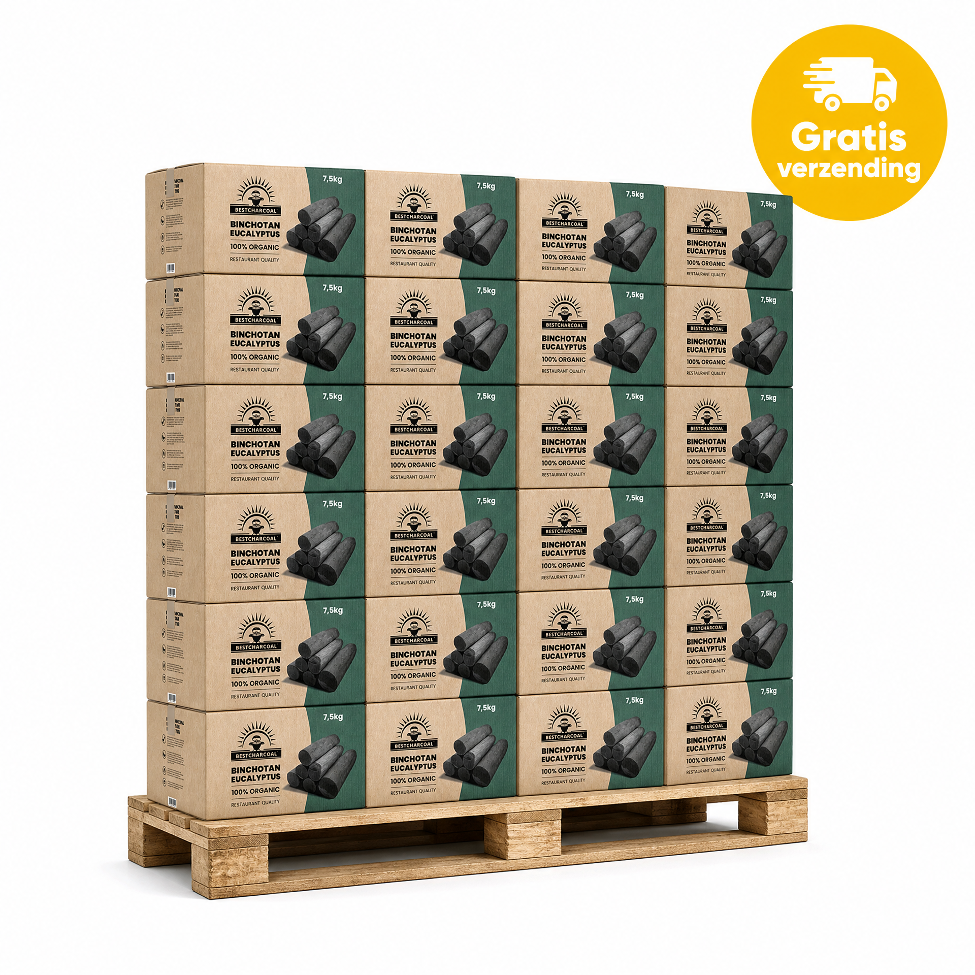 BestCharcoal Binchotan eucalyptus 7,5 kg - 24 dozen