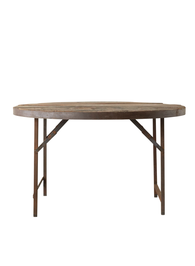 Eettafel Rond Bruin Hout Roest 120 cm