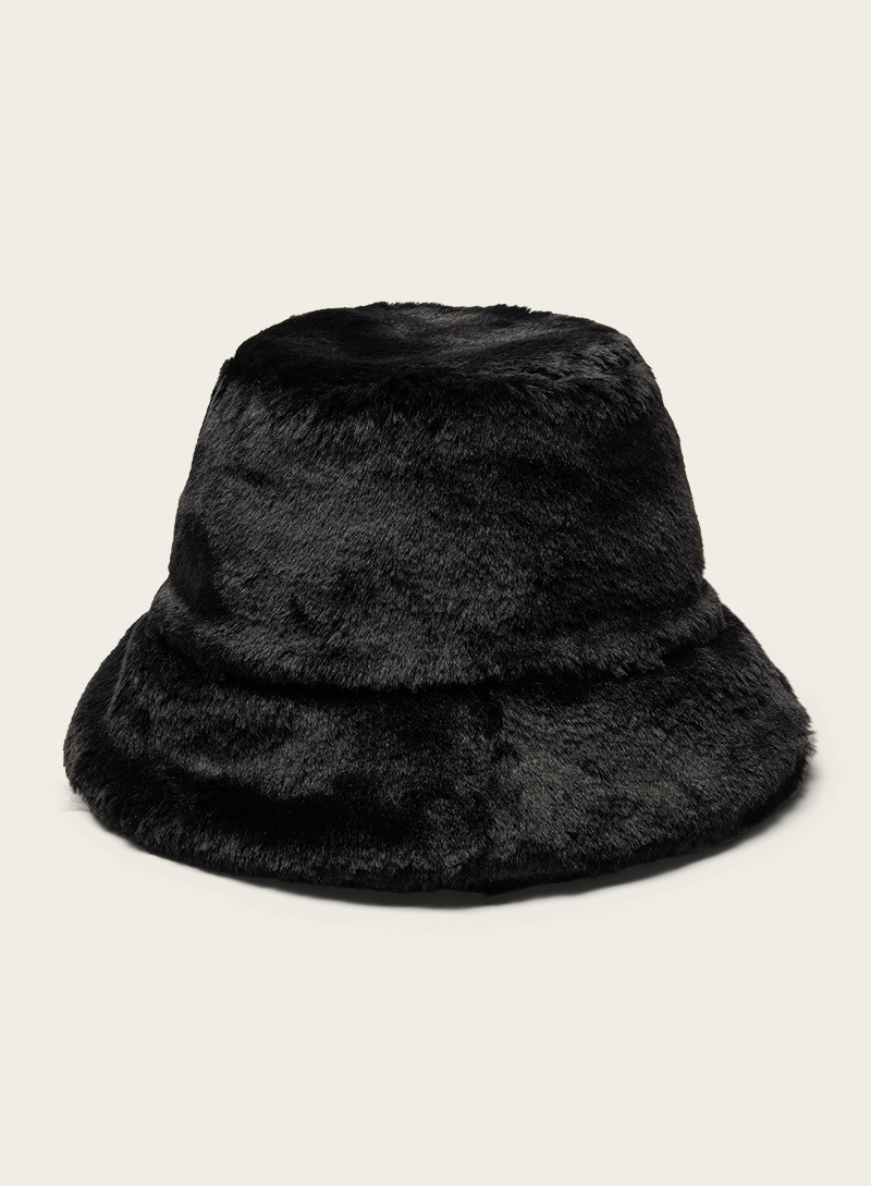Omay Bucket Hat Black Faux Fur - Omaybags