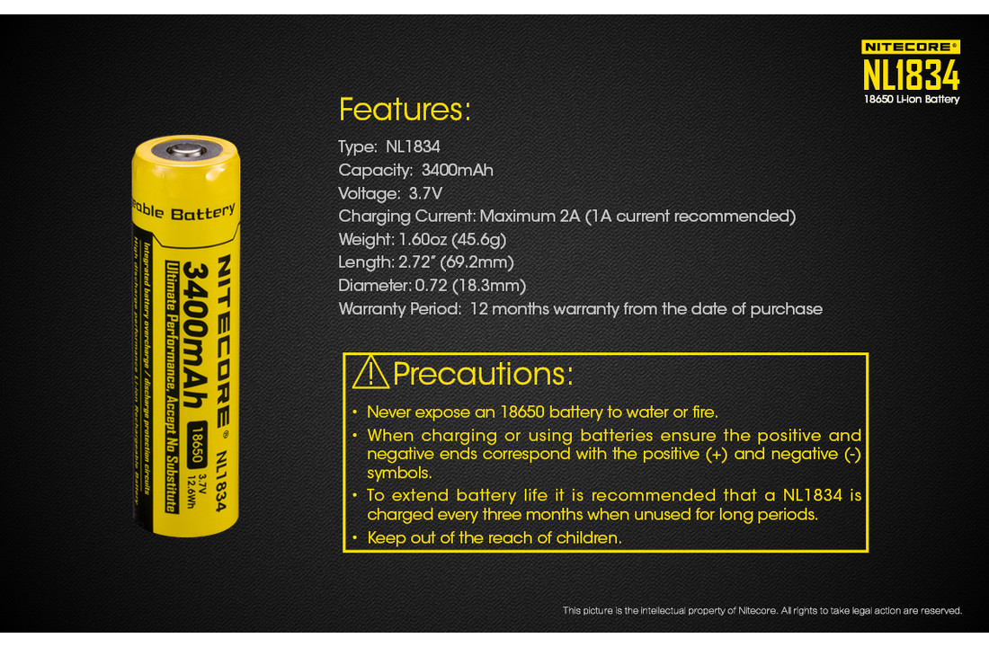 NL1834 18650 BATTERY
