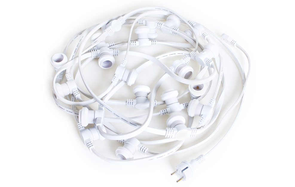 Witte prikkabel 10 meter compleet met 10 fittingen