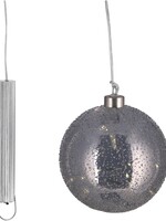 Grijze Glazen LED BOL - 15 cm "Snow"