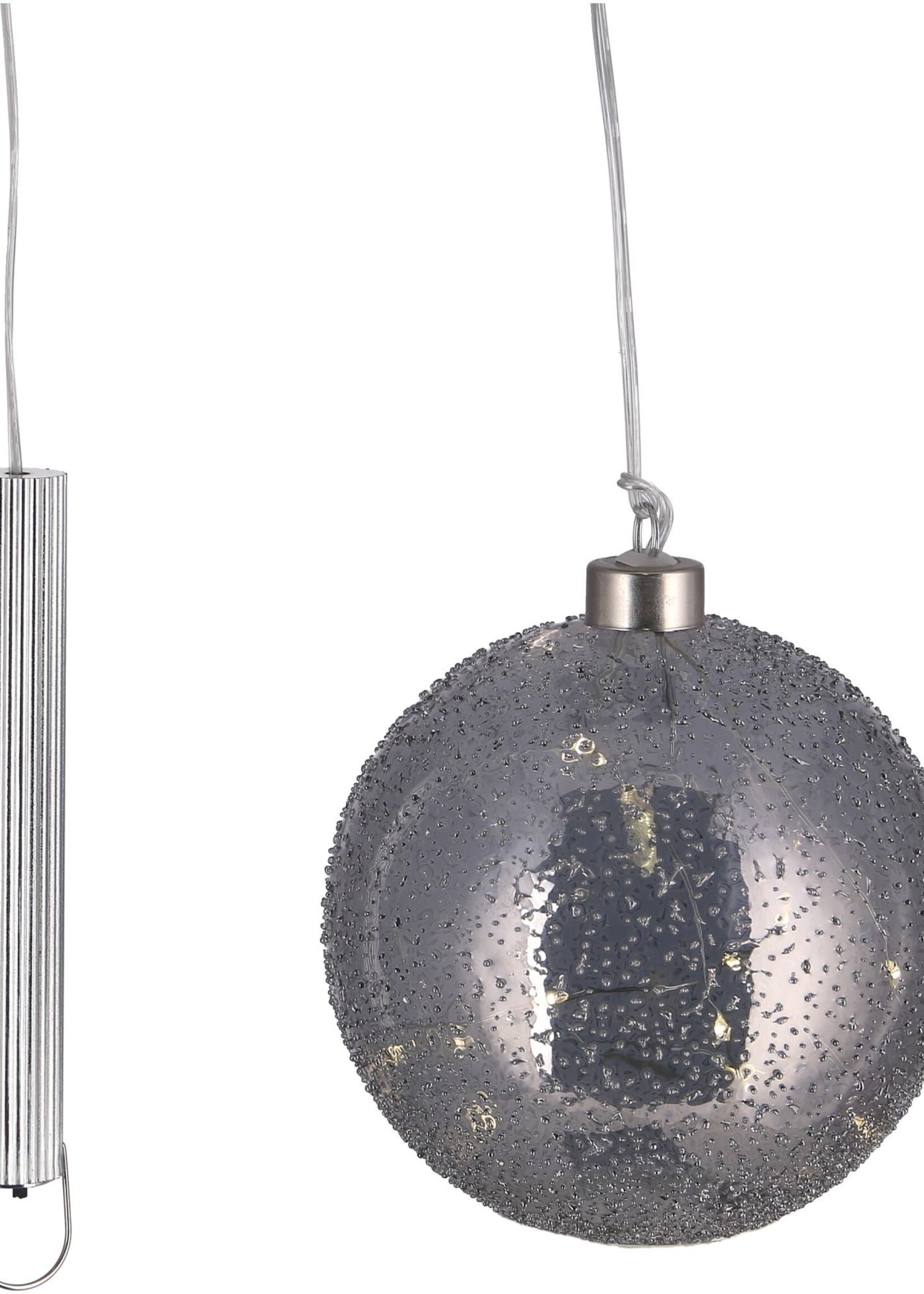 Grijze Glazen LED BOL - 15 cm "Snow"