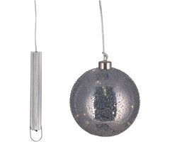 Grijze Glazen LED BOL - 15 cm "Snow"
