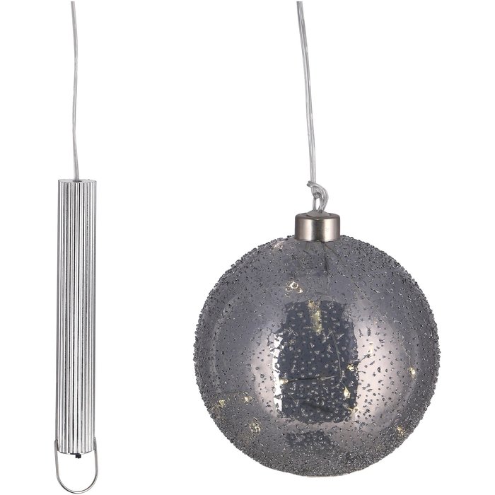 Grijze Glazen LED BOL - 15 cm "Snow"