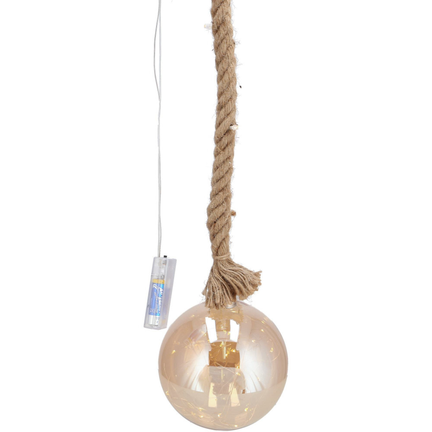 Muf Beide stoel Gouden bol met 24 LED lampjes aan touw - 12CM - Verlichtingpaleis