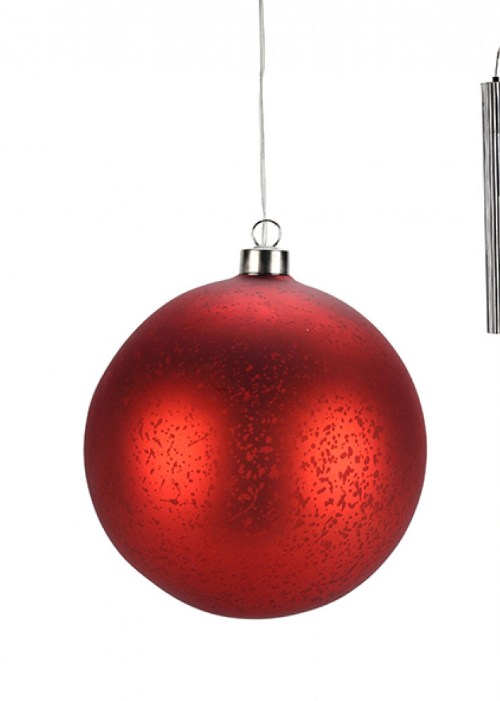 Rode Glazen LED BOL - 15 cm "Lucy" - 2xAA