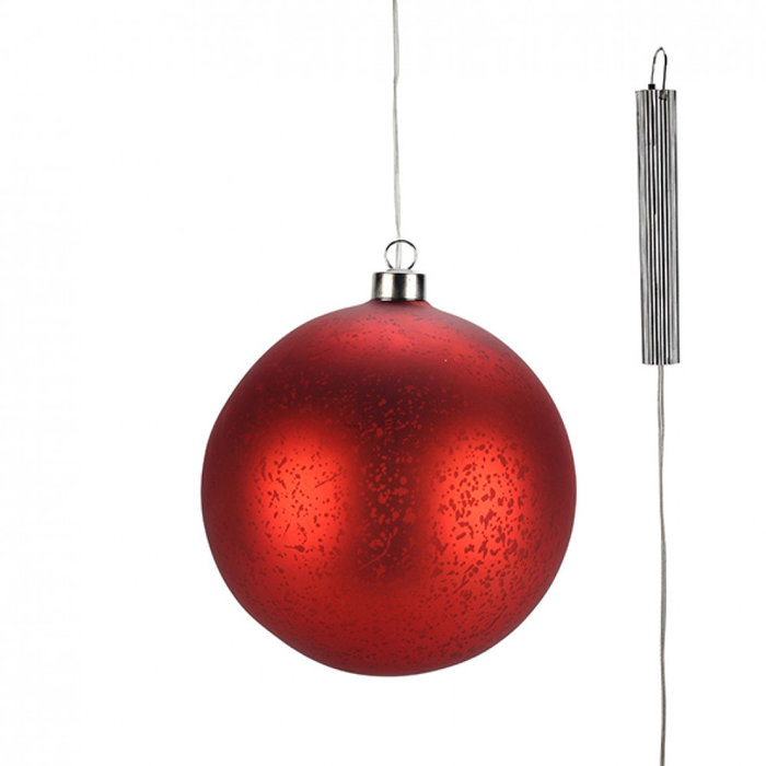 Rode Glazen LED BOL - 15 cm "Lucy" - 2xAA