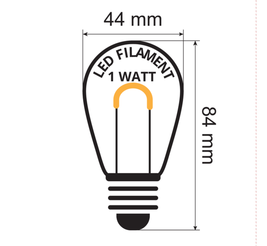 Gebogen LED Filament lamp 1W - transparant - 2700K