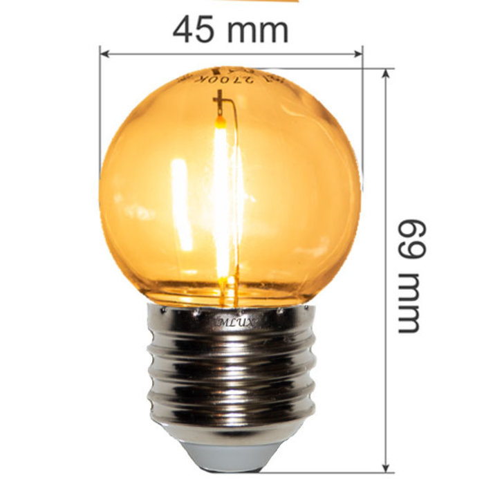 Amlux LED Filament kogellamp 1W - transparant - 2200K