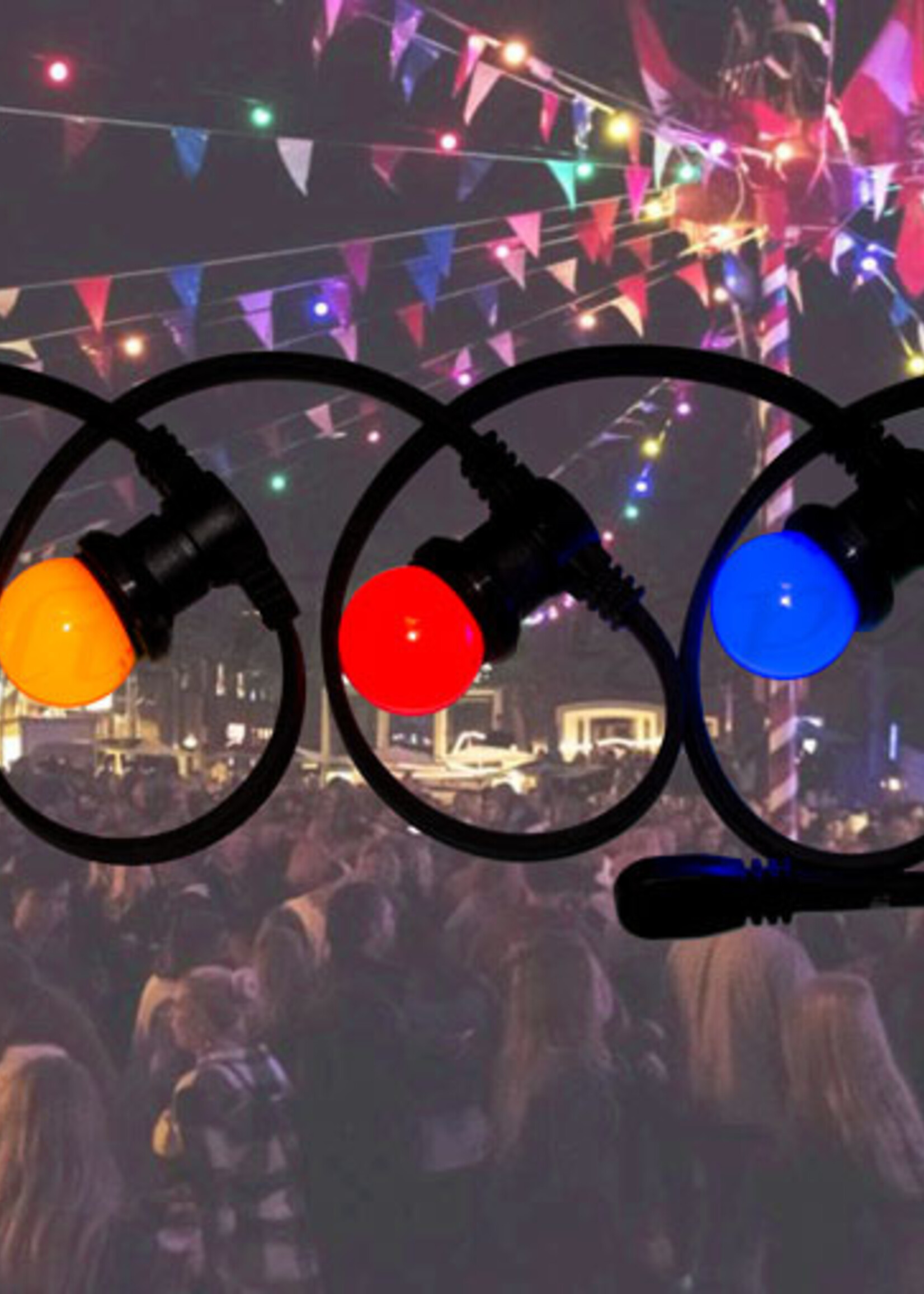 Amlux prikkabel - 20 meter met 60 LED lampen  (5 kleuren)