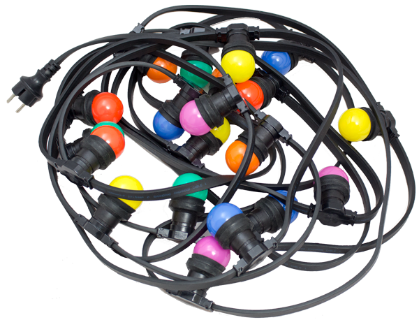 Amlux prikkabel - 15 meter met 45 LED lampen (6 kleuren)