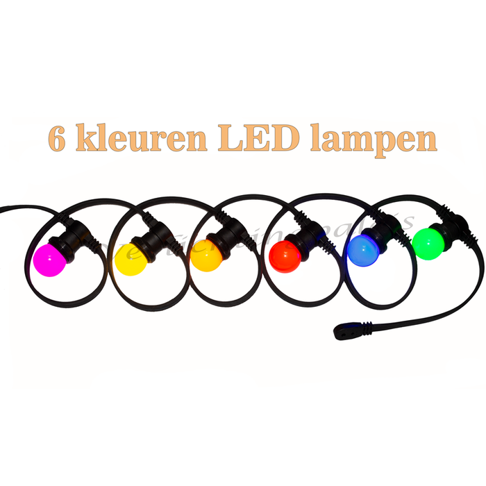 Amlux prikkabel - 15 meter met 45 LED lampen (6 kleuren)