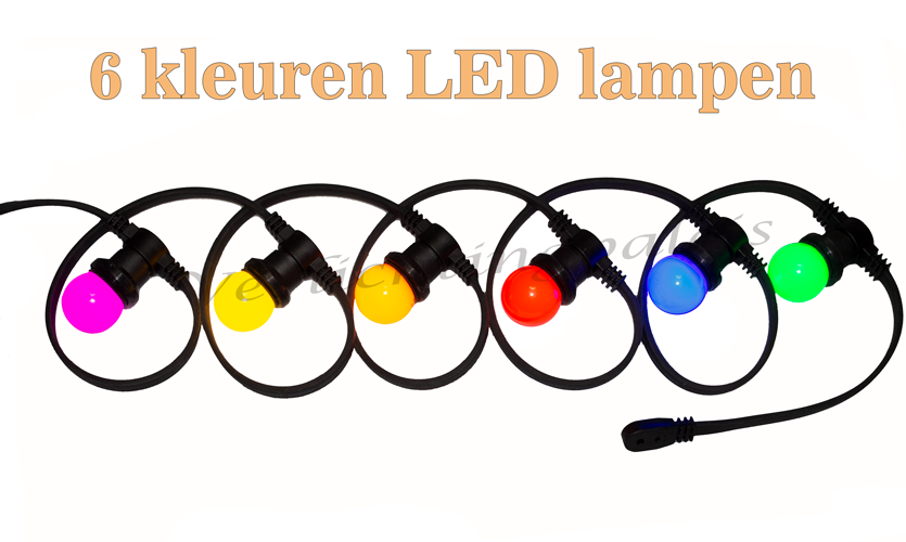 Amlux prikkabel - 15 meter met 45 LED lampen (6 kleuren)