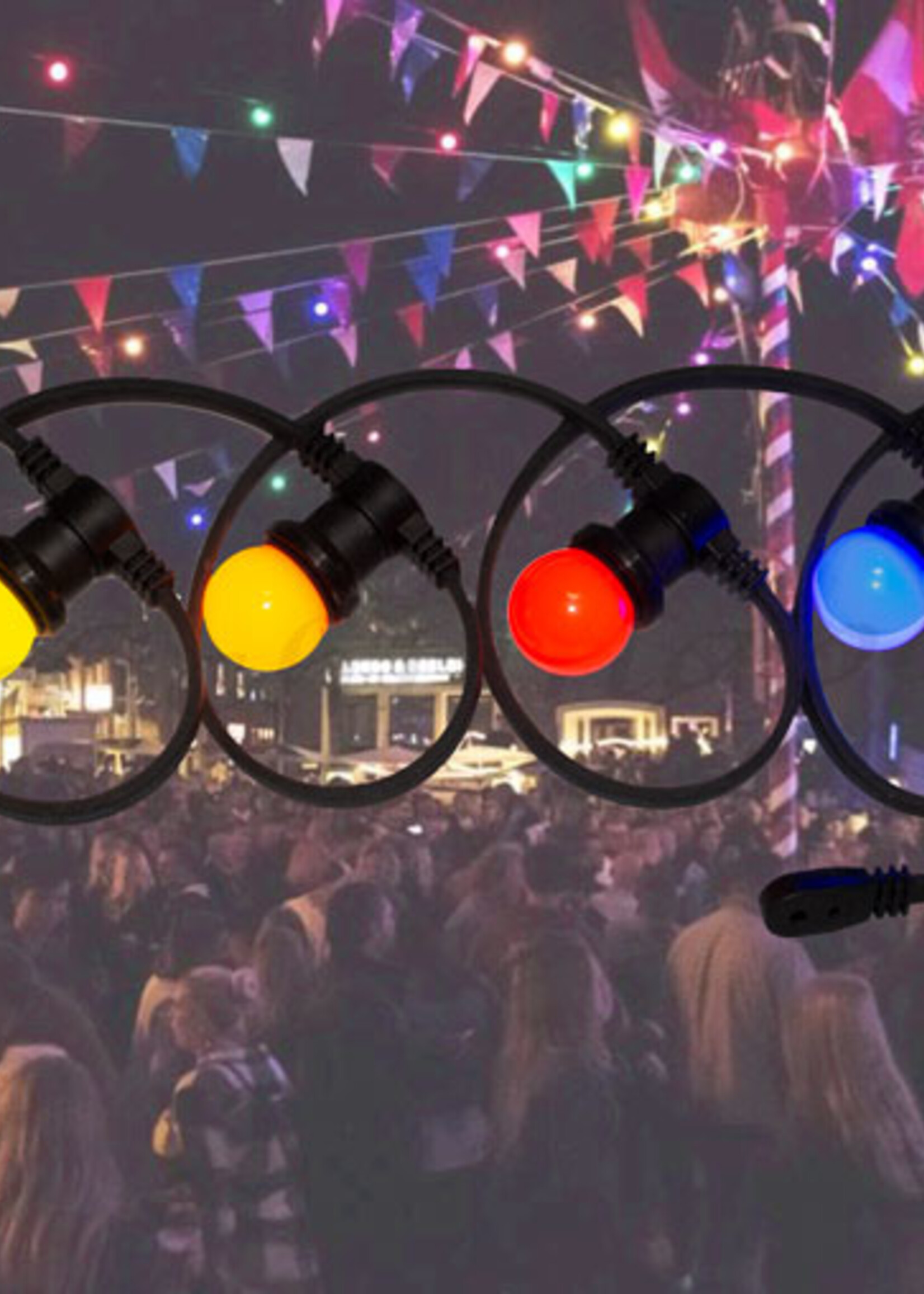 Amlux prikkabel - 15 meter met 45 LED lampen  (6 kleuren)