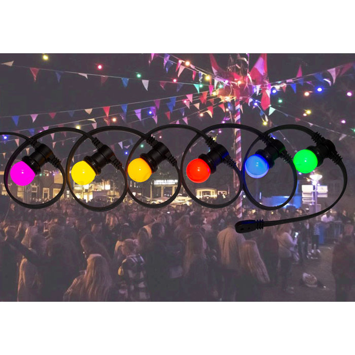 Amlux prikkabel - 15 meter met 45 LED lampen (6 kleuren)