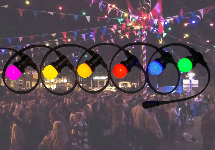 Amlux prikkabel - 20 meter met 60 LED lampen (6 kleuren)