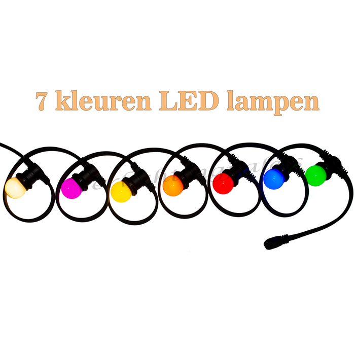 Amlux prikkabel - 20 meter met 60 LED lampen  (7 kleuren)