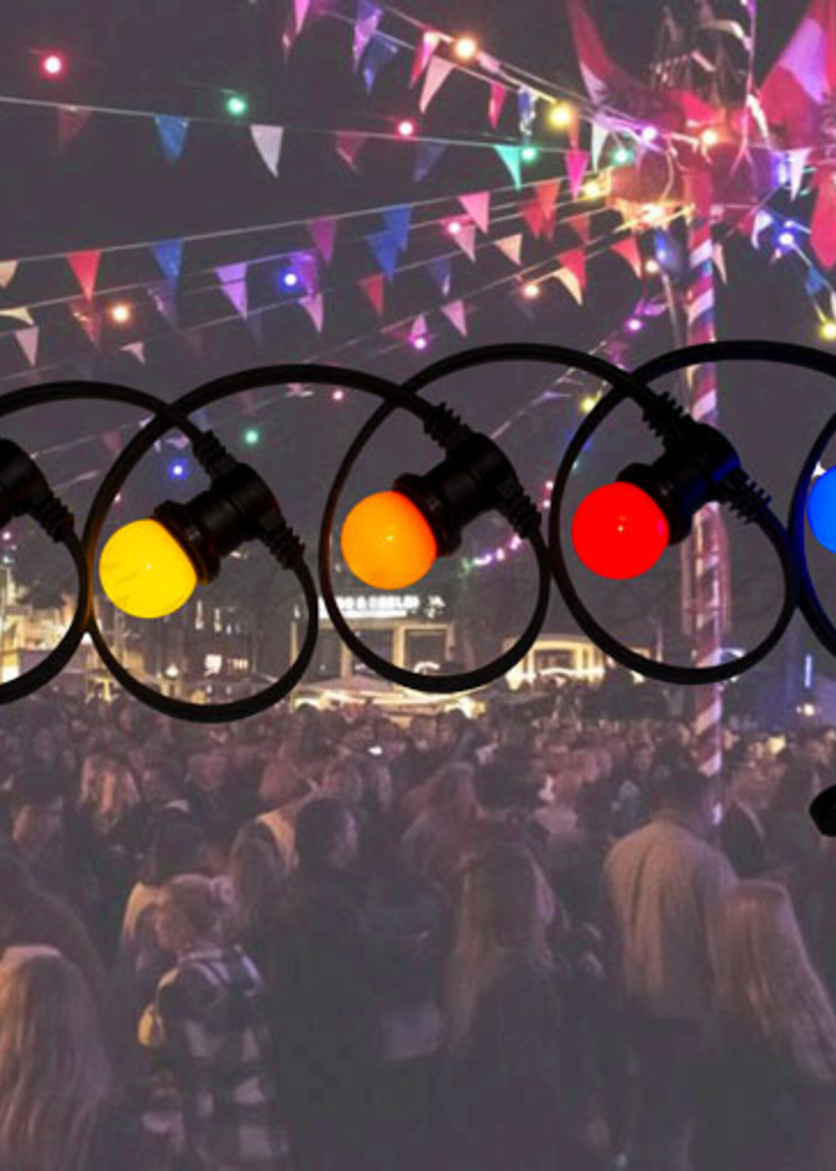 Amlux prikkabel - 20 meter met 60 LED lampen  (7 kleuren)