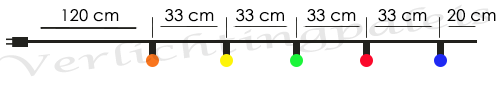 Amlux prikkabel - 20 meter met 60 LED lampen (5 kleuren)