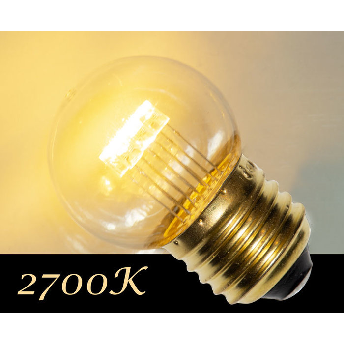 Amlux LED kogellamp - 0,7W - transparant kap - E27 2700K