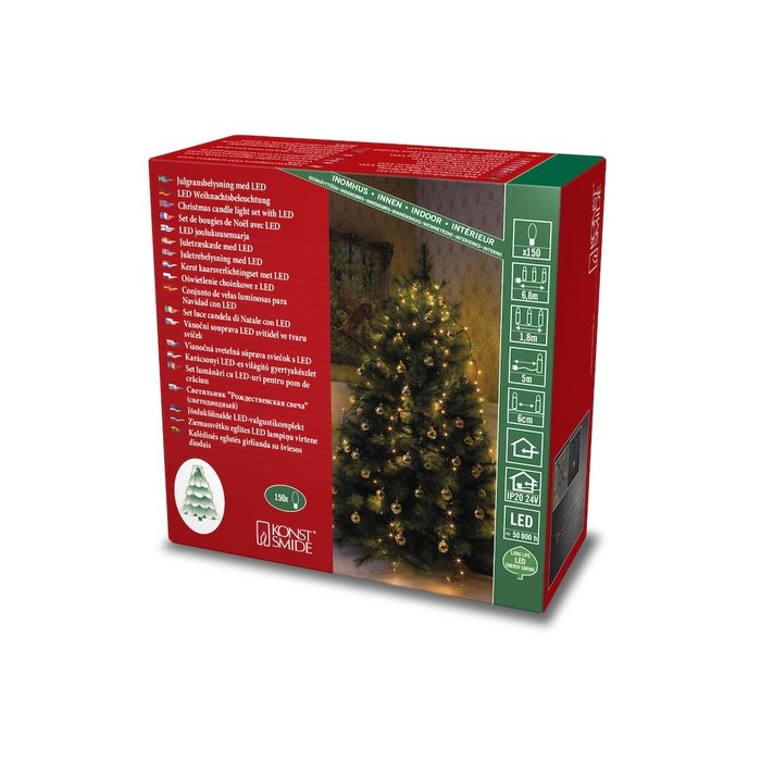 Konstsmide Kerstverlichting - LED lichtmantel 180cm met ring voor kerstboom  - 5x 30 Amber witte LED lampjes