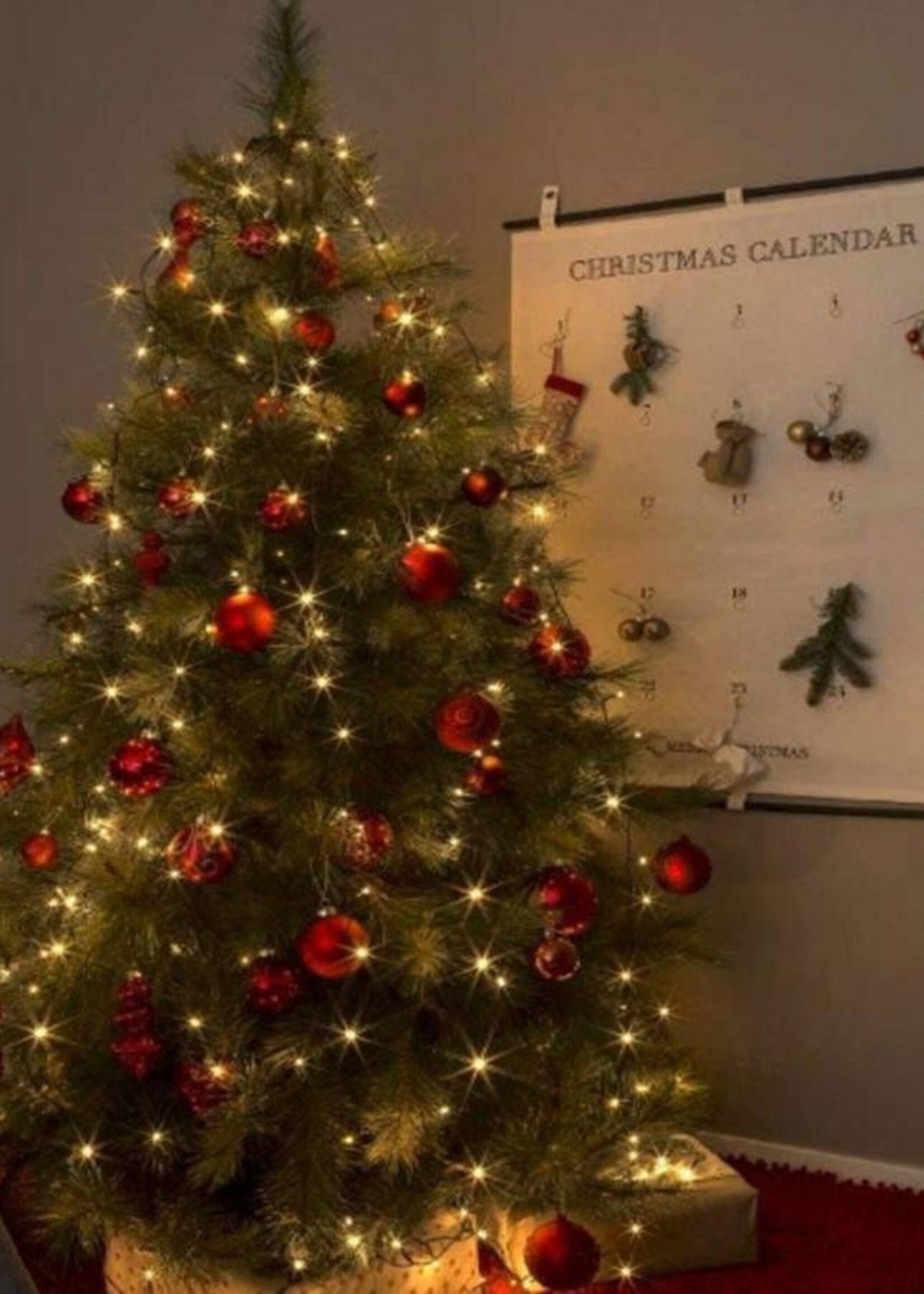 Konstsmide Kerstverlichting - LED lichtmantel 180cm met ring voor kerstboom  - 5x 30 Amber witte LED lampjes