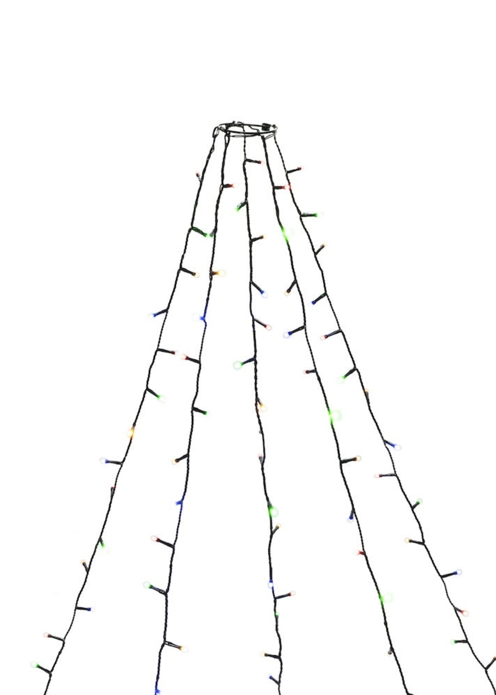 Konstsmide Kerstverlichting - LED lichtmantel 240cm met ring voor kerstboom  - 5x 40 gekleurde LED lampjeshtmantel 180cm met ring voor kerstboom  - 5x 30 LED lampjes