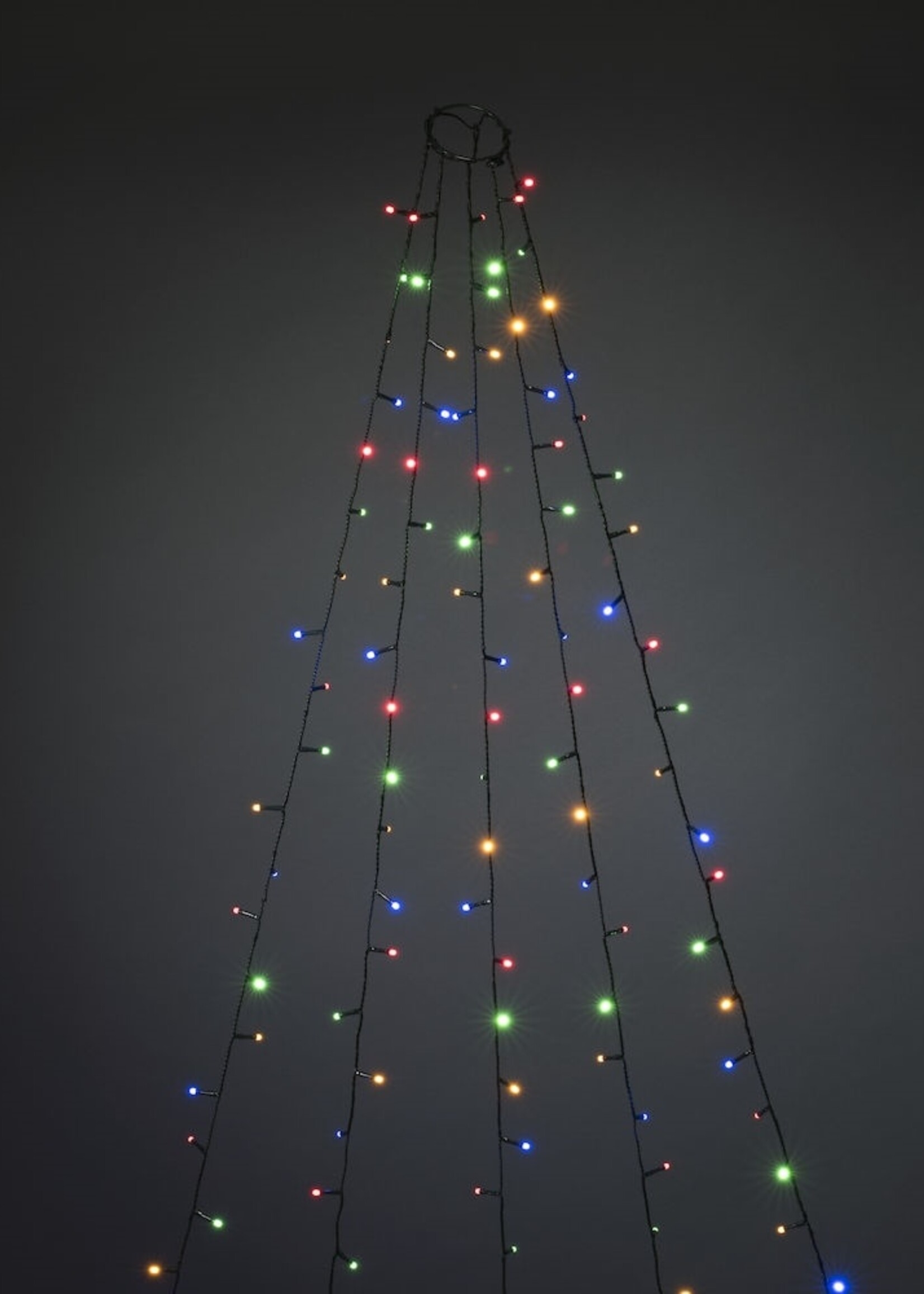 Konstsmide Kerstverlichting - LED lichtmantel 240cm met ring voor kerstboom  - 5x 40 gekleurde LED lampjeshtmantel 180cm met ring voor kerstboom  - 5x 30 LED lampjes