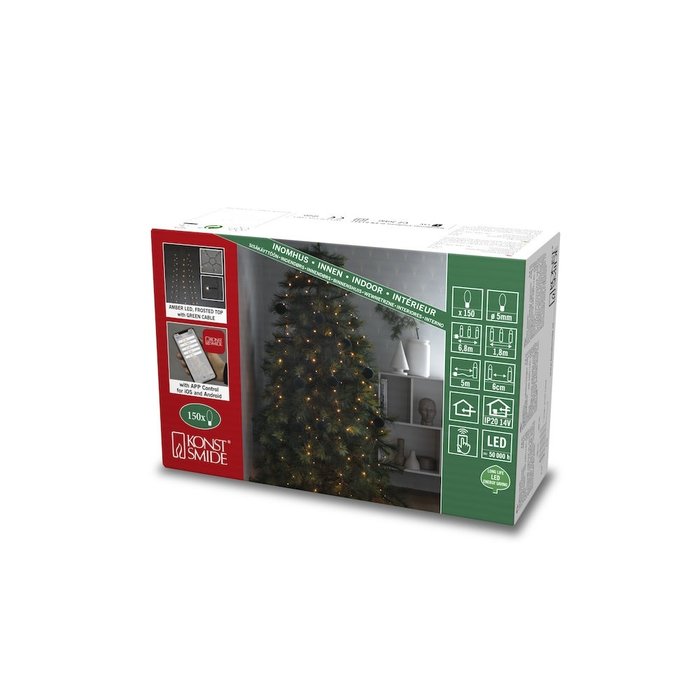 Konstsmide App gestuurde LED Lichtmantel voor kerstboom, 180cm 5 strengen van 30 extra warmwitte LED, met multifunctie