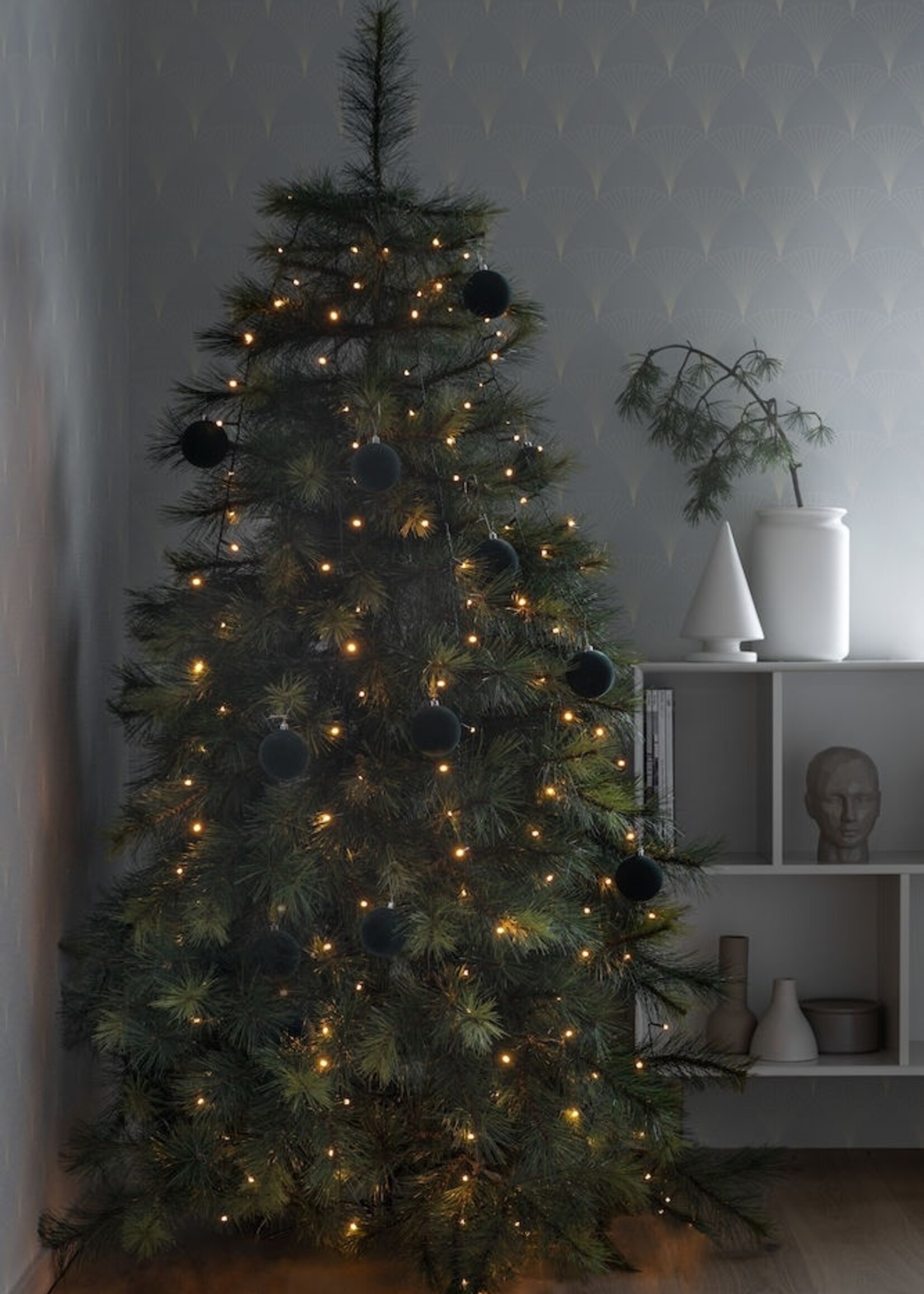 Konstsmide App gestuurde LED Lichtmantel voor kerstboom, 240cm 5 strengen van 40 extra warmwitte LED, met multifunctie