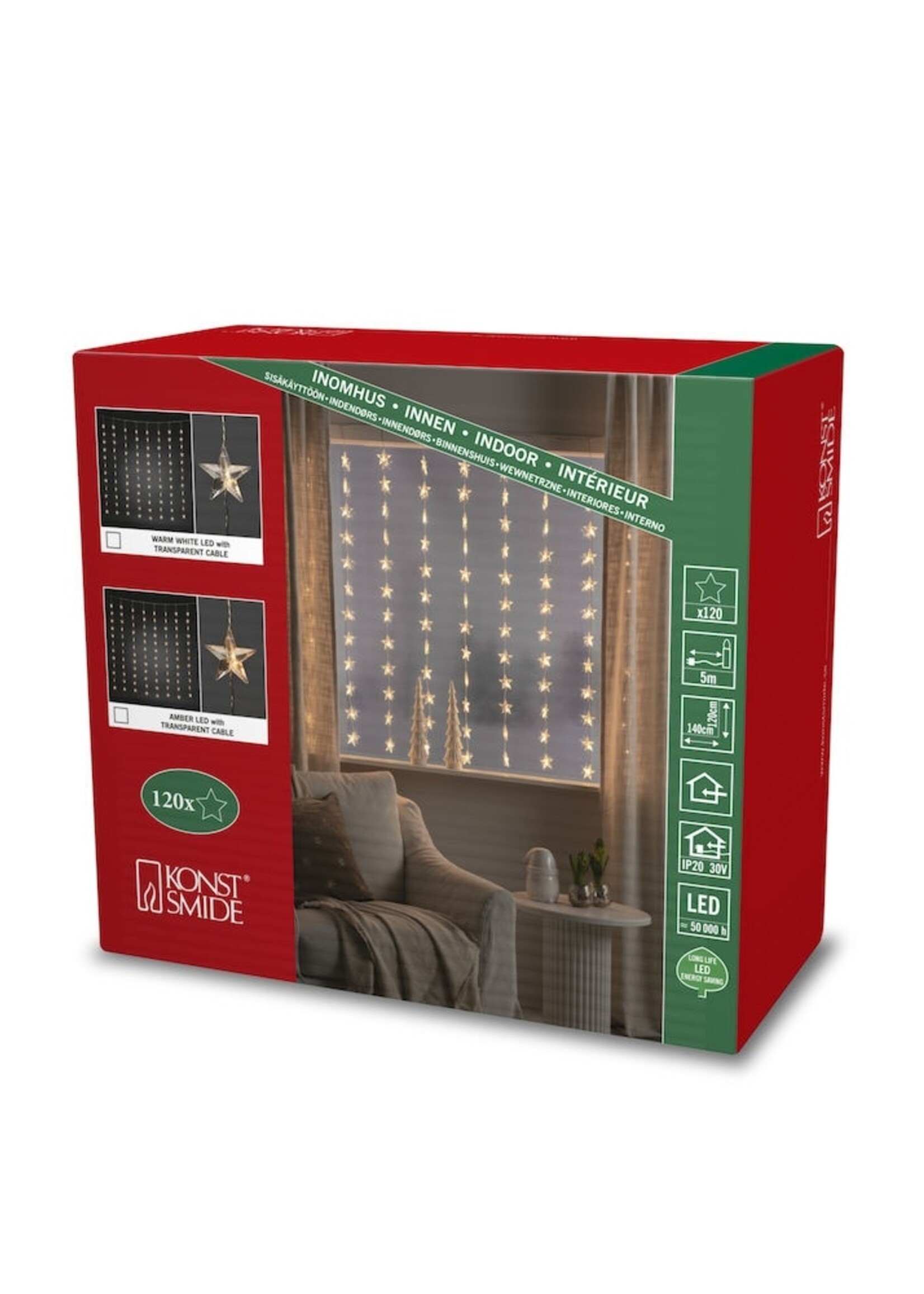 Konstsmide Konstsmide Kerstverlichting - LED sterren gordijn 140x120 CM