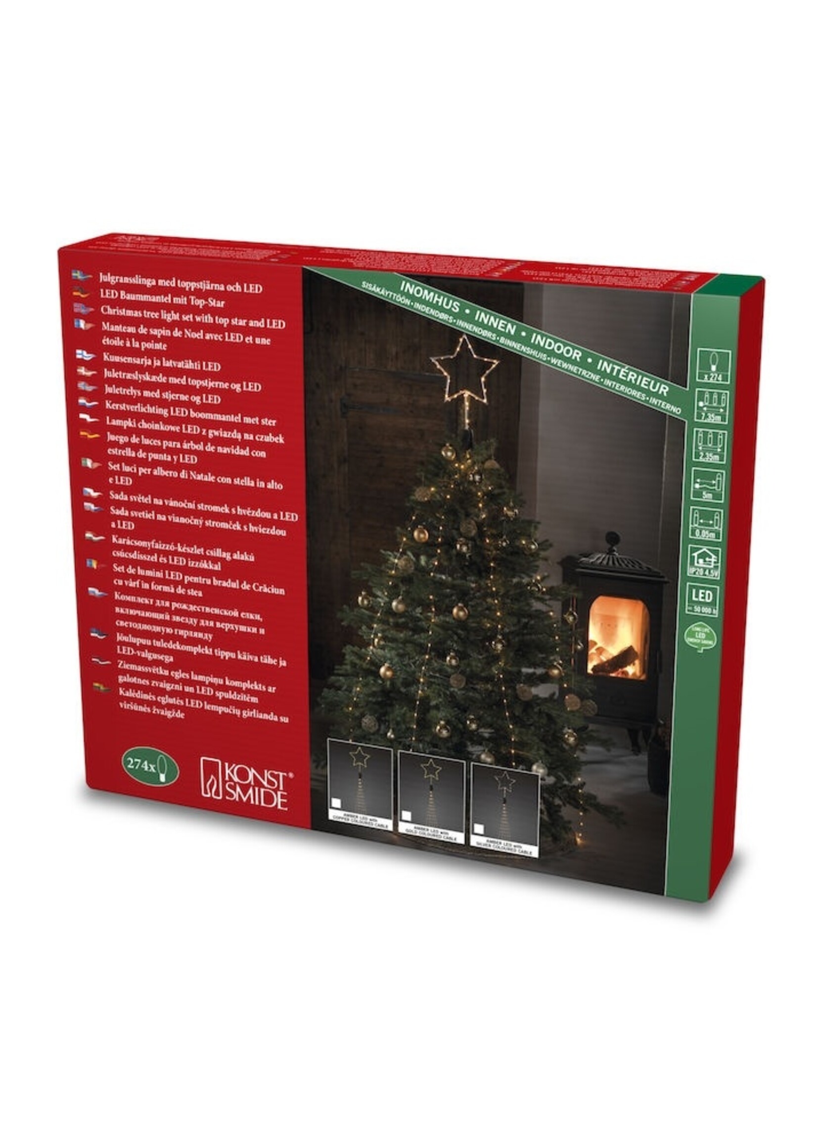 Konstsmide LED kerstverlichting boommantel met ster - 2,35 meter verlicht