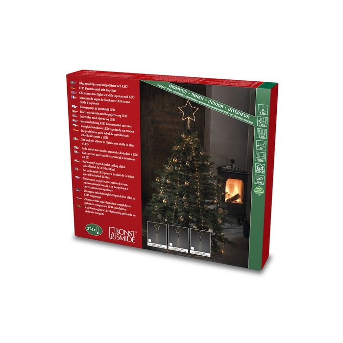 Konstsmide LED kerstverlichting boommantel met ster - 2,35 meter verlicht