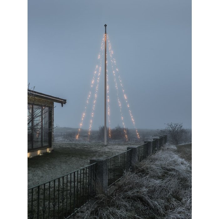 Konstsmide Konstsmide kerstverlichting vlaggenmast kerstboom verlichting met ring - 8 meter met 500 LEDS  zeer warm wit