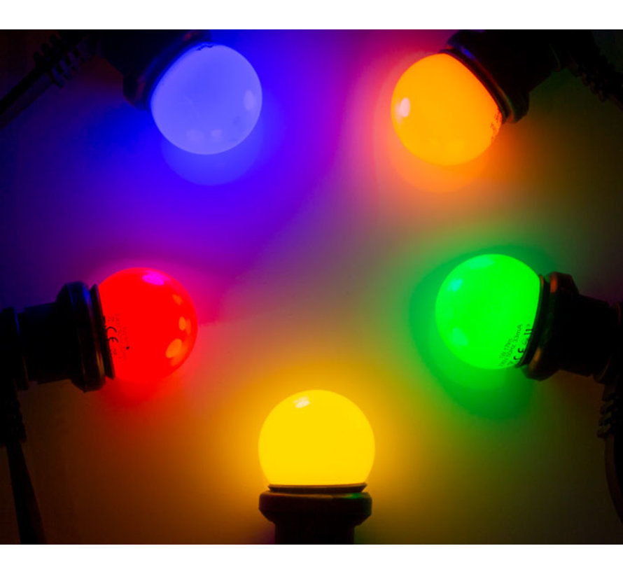 Set 5 gekleurde LED lampen - 5 kleuren