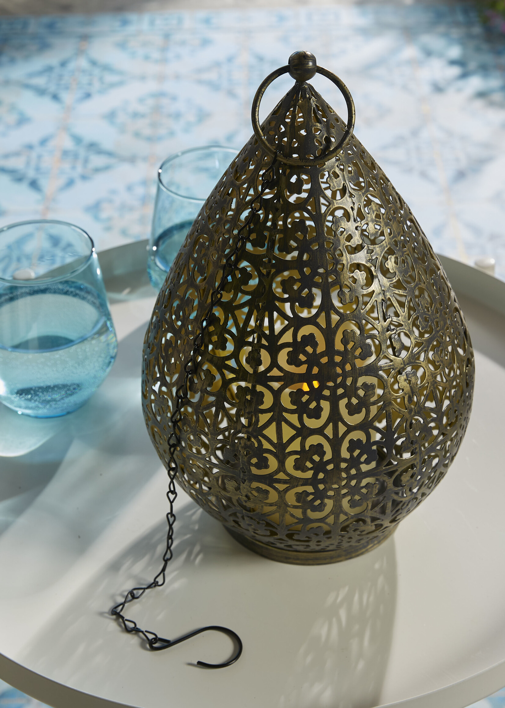 Luxform Accu/USB oplaadbare Oriental Palmyra tafel/hanglamp