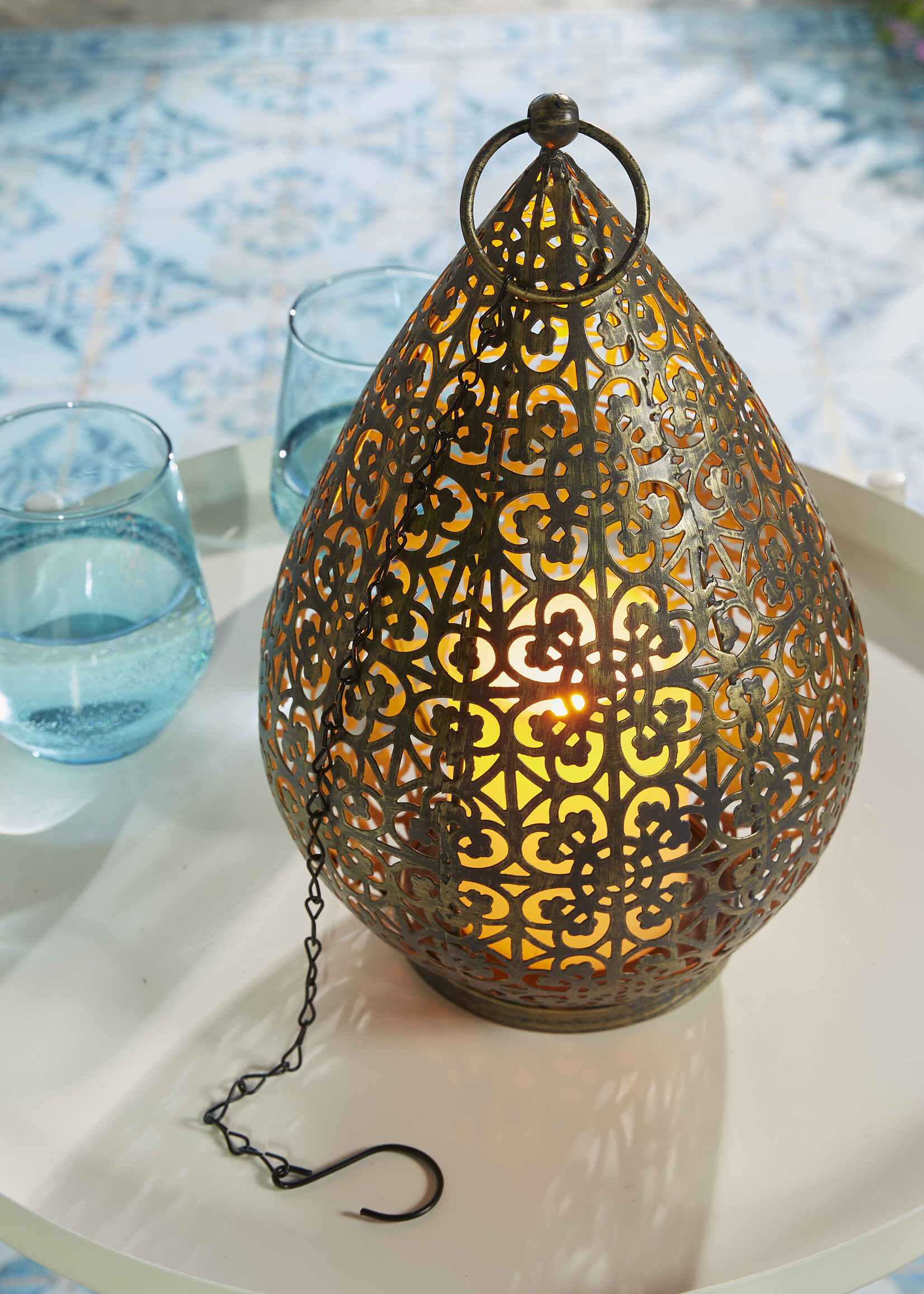 Luxform Accu/USB oplaadbare Oriental Palmyra tafel/hanglamp
