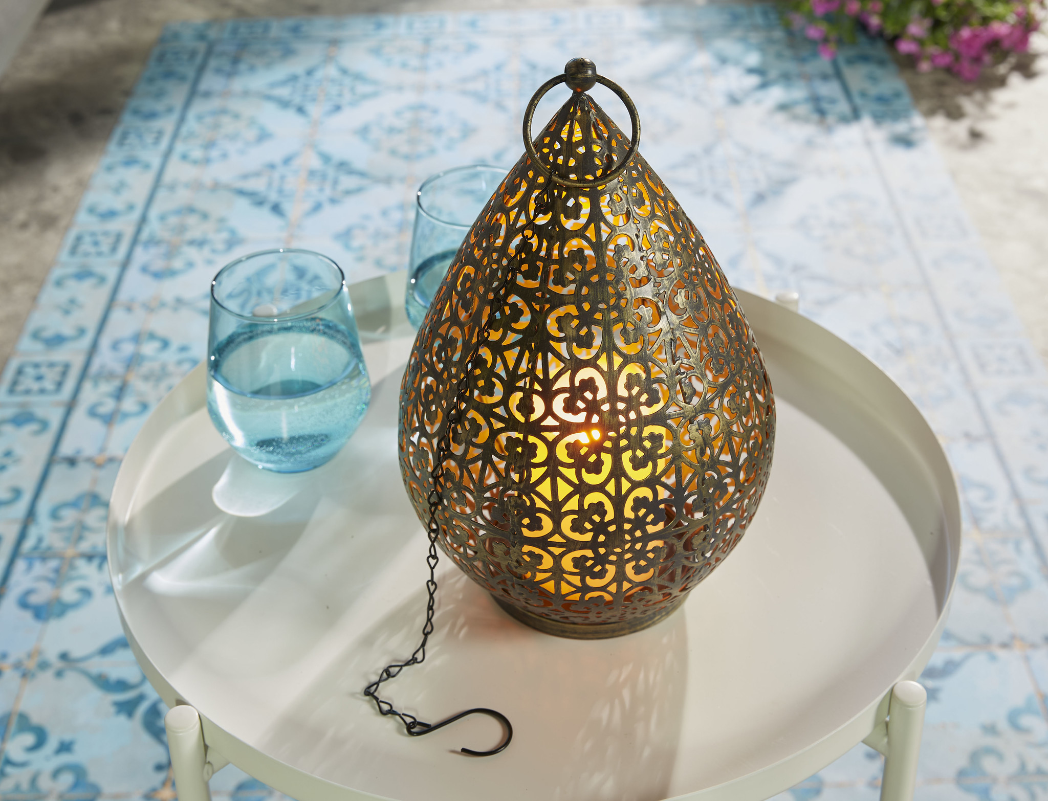 Luxform Accu/USB oplaadbare Oriental Palmyra tafel/hanglamp