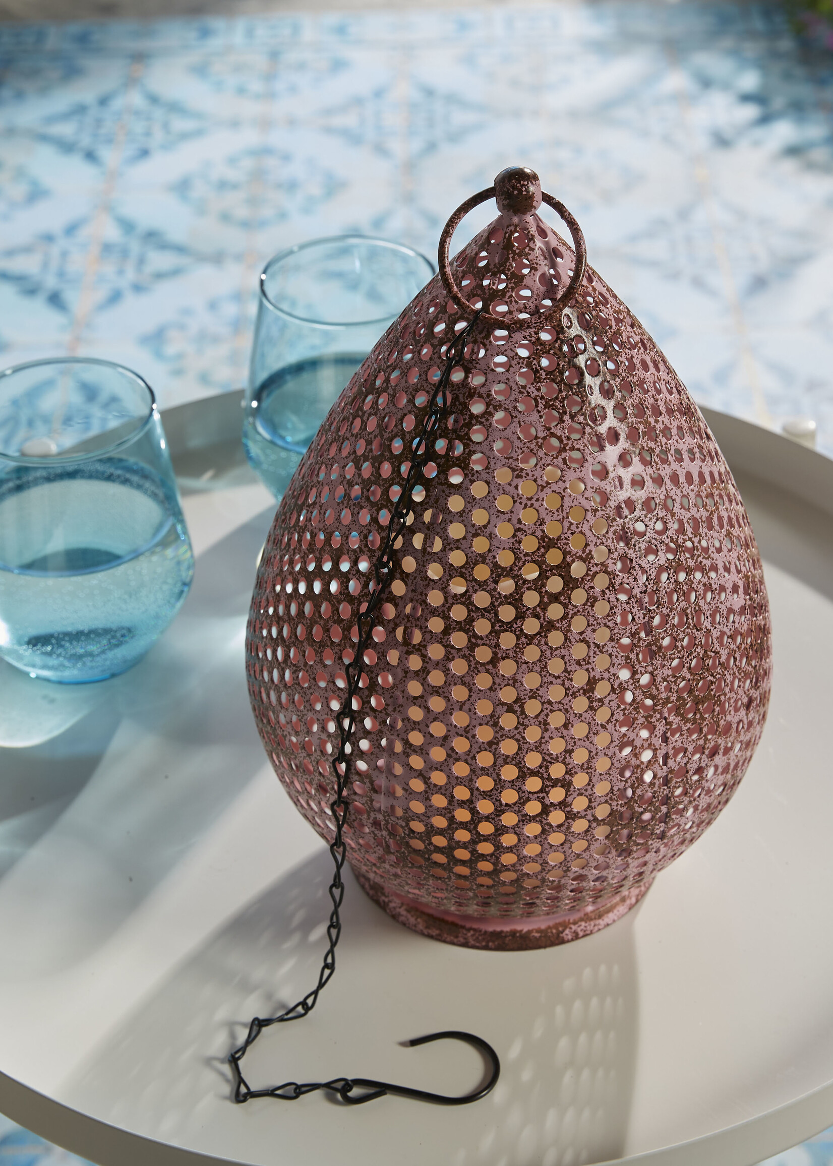 Luxform Accu/USB oplaadbare Marokkaanse stijl Tripolis tafel/hanglamp