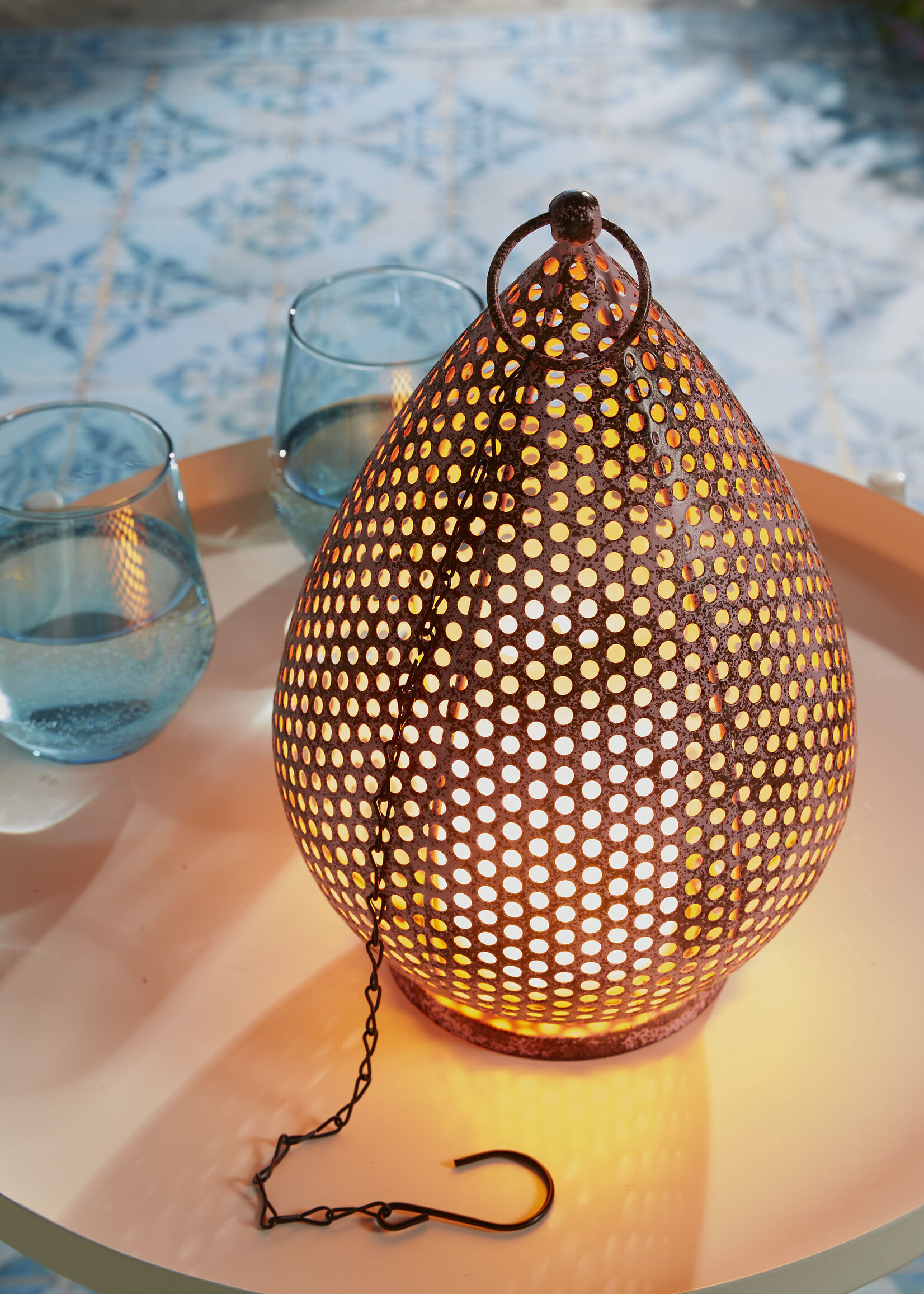 Luxform Accu/USB oplaadbare Marokkaanse stijl Tripolis tafel/hanglamp