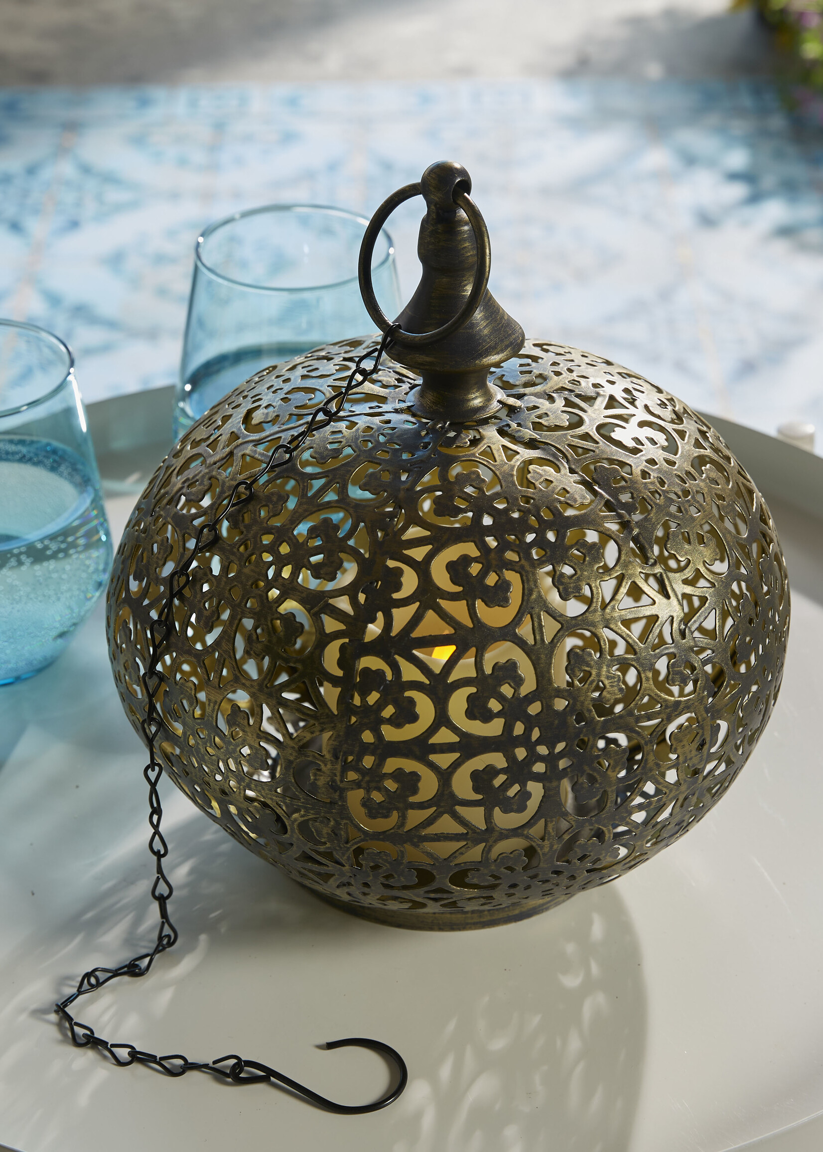 Luxform Accu/USB oplaadbare Marokkaanse stijl Tarsus tafel/hanglamp